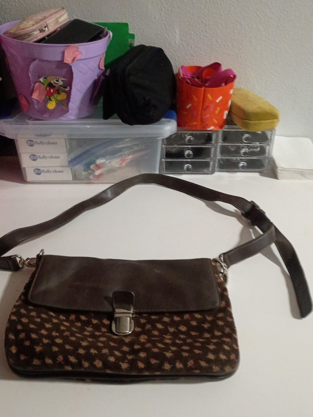 Liz Claiborne Brown Floral-Print Crossbody Bag